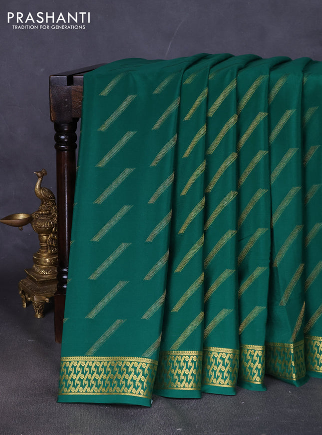 Pure mysore silk saree green with allover zari woven buttas and zari woven border