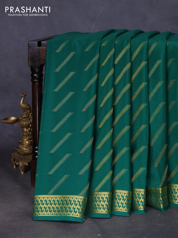 Pure mysore silk saree green with allover zari woven buttas and zari woven border