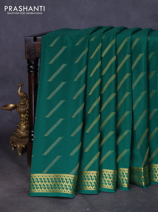 Pure mysore silk saree green with allover zari woven buttas and zari woven border