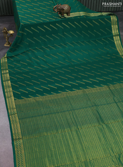 Pure mysore silk saree green with allover zari woven buttas and zari woven border