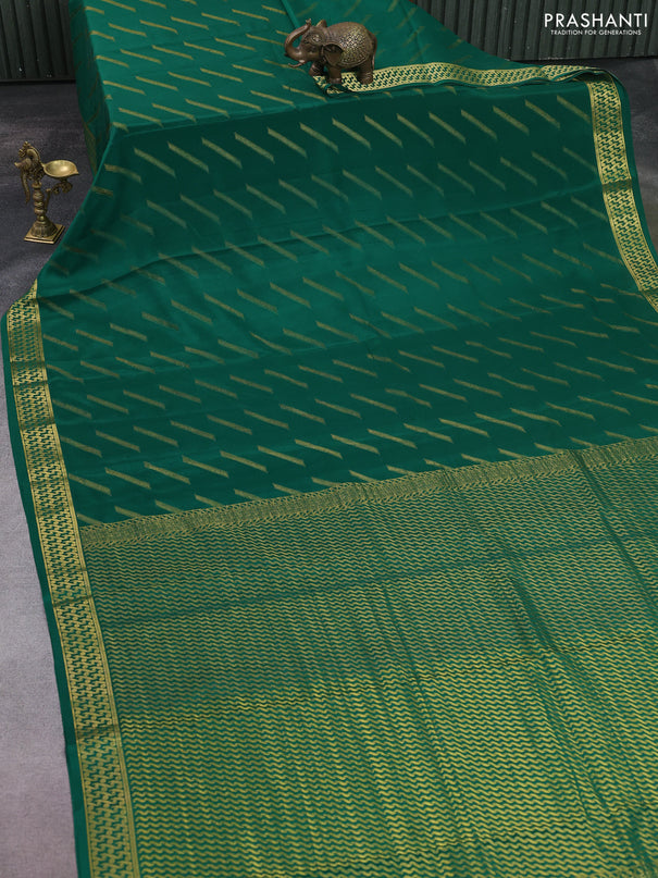 Pure mysore silk saree green with allover zari woven buttas and zari woven border