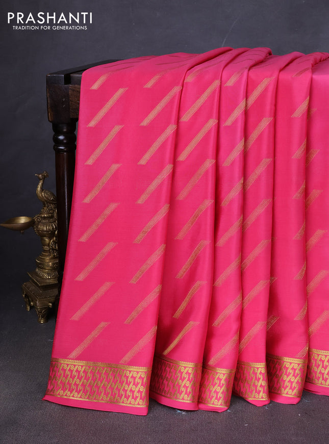 Pure mysore silk saree peach pink with allover zari woven buttas and zari woven border