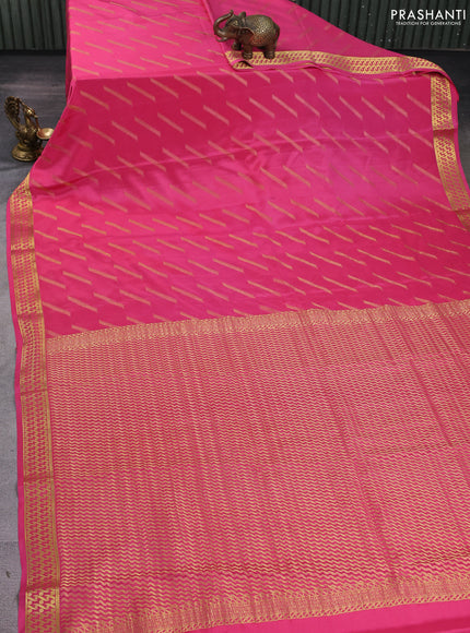 Pure mysore silk saree peach pink with allover zari woven buttas and zari woven border