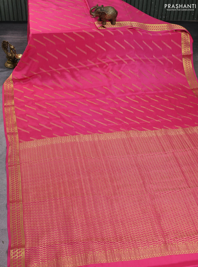 Pure mysore silk saree peach pink with allover zari woven buttas and zari woven border