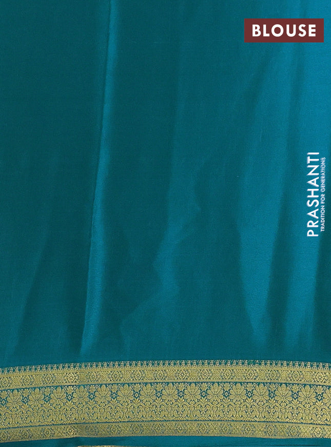 Pure mysore silk saree teal blue with allover zari woven buttas and zari woven border