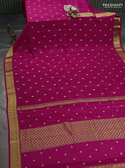 Pure mysore silk saree dark pink with allover zari woven buttas and zari woven border