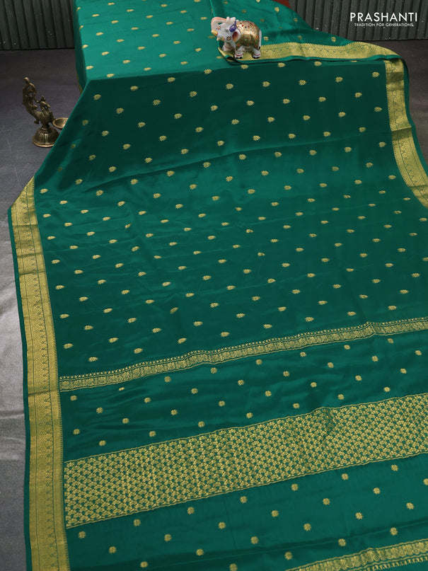 Pure mysore silk saree green with allover zari woven buttas and zari woven border
