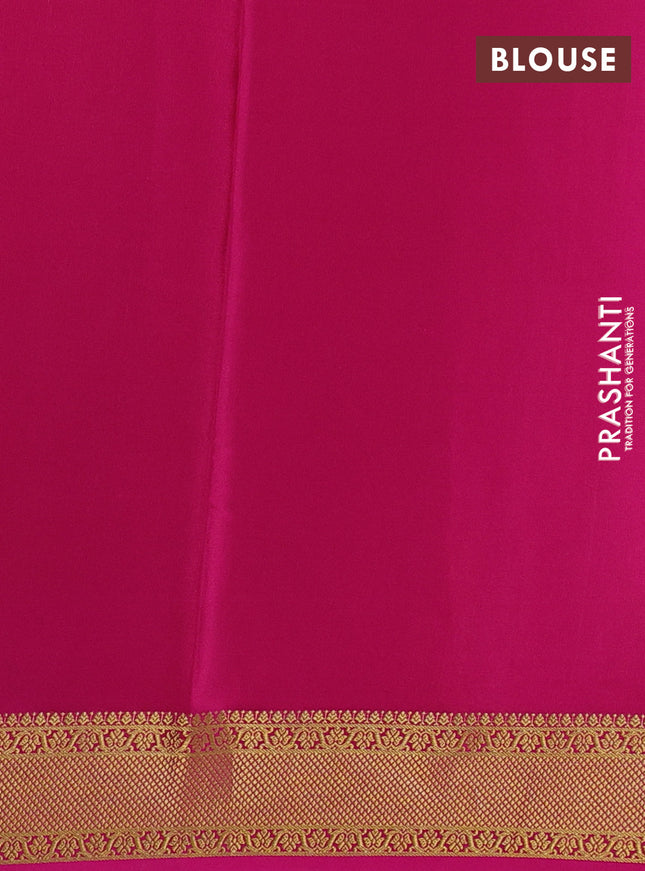 Pure mysore silk saree lime green and pink with allover zari checked pattern and zari woven border