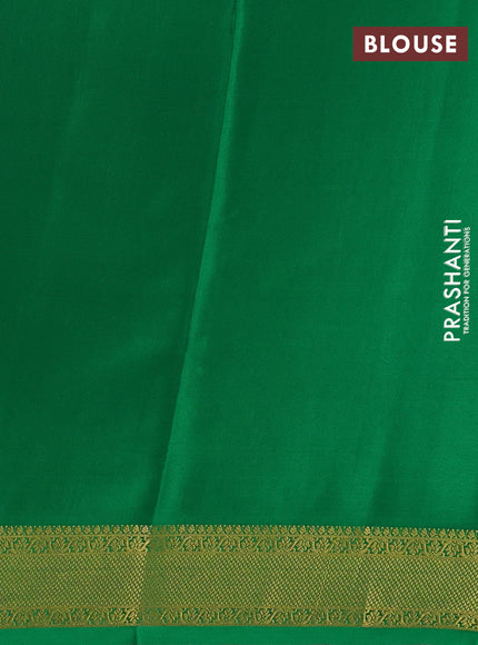 Pure mysore silk saree purple and green with allover zari checked pattern and zari woven border