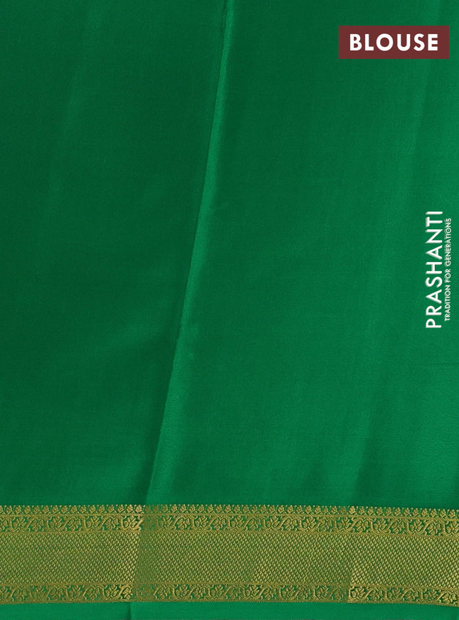 Pure mysore silk saree purple and green with allover zari checked pattern and zari woven border