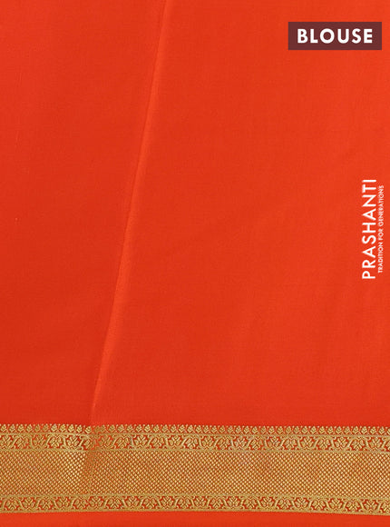 Pure mysore silk saree lotus pink and orange with allover zari checked pattern and zari woven border