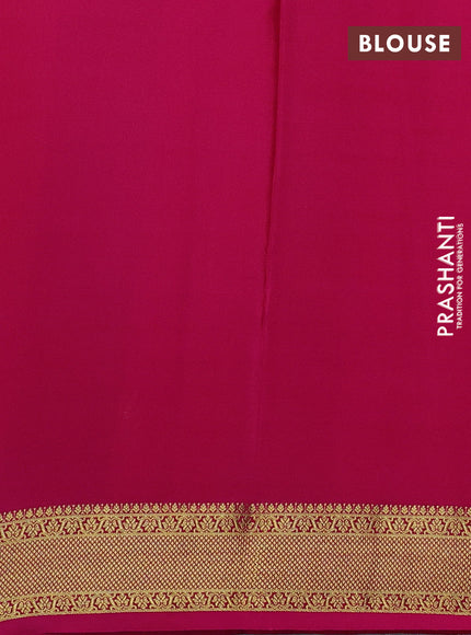 Pure mysore silk saree mustard yellow and pink with allover zari checked pattern and zari woven border