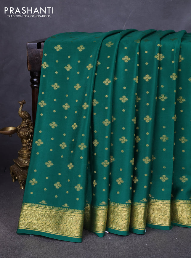 Pure mysore silk saree green with allover zari woven buttas and zari woven border