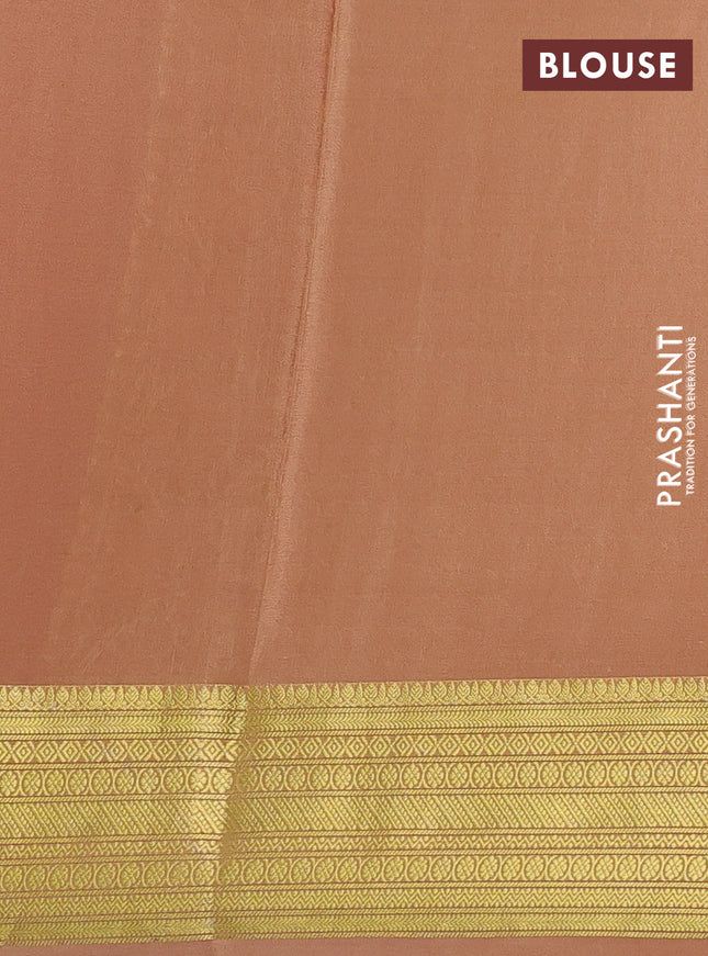 Pure mysore silk saree maroon and sandal with allover zari stripes pattern and zari woven border