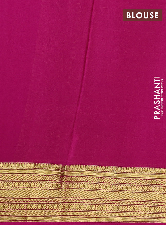Pure mysore silk saree jamun shade and dark pink with allover zari stripes pattern and zari woven border