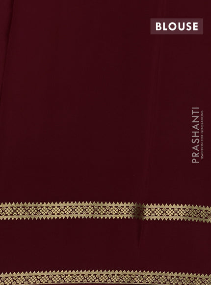 Pure mysore silk saree pista green and maroon with plain body and rettapet zari woven border