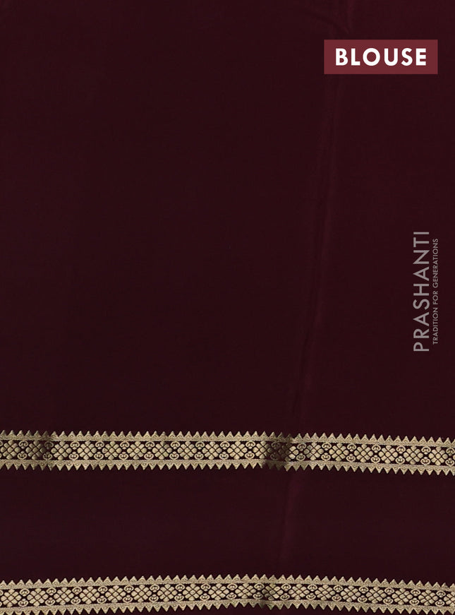 Pure mysore silk saree peach shade and coffee brown with plain body and rettapet zari woven border