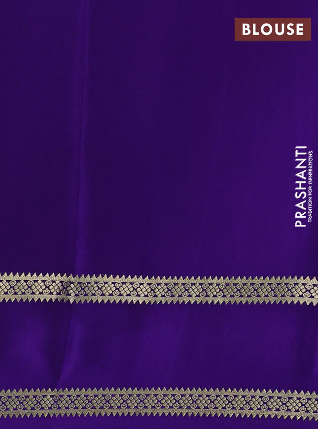 Pure mysore silk saree dark pink and violet with plain body and rettapet zari woven border