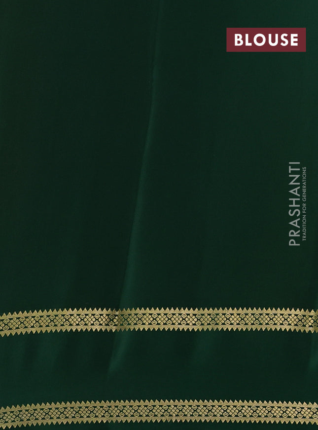 Pure mysore silk saree mustard yellow and green with plain body and rettapet zari woven border