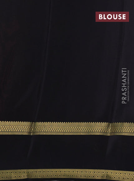 Pure mysore silk saree maroon and black with allover zari woven small checked pattern and rettapet zari woven border