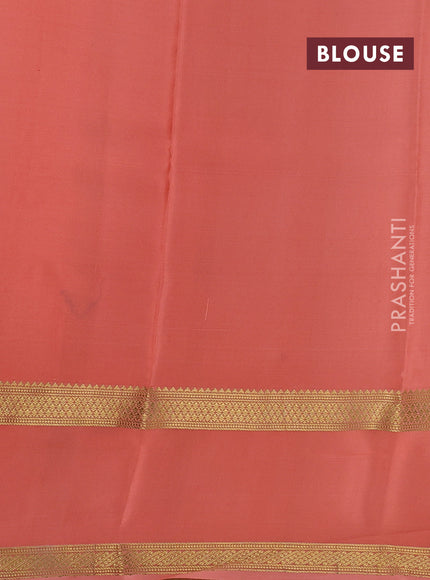 Pure mysore silk saree violet and peach shade with allover zari woven small checked pattern and rettapet zari woven border