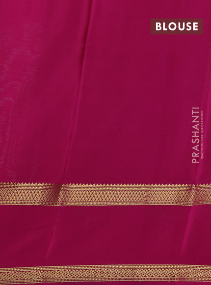 Pure mysore silk saree teal blue and pink with allover zari woven checked pattern and rettapet zari woven border
