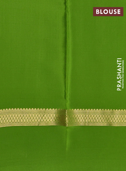 Pure mysore silk saree deep maroon and light green with allover zari woven checked pattern and rettapet zari woven border