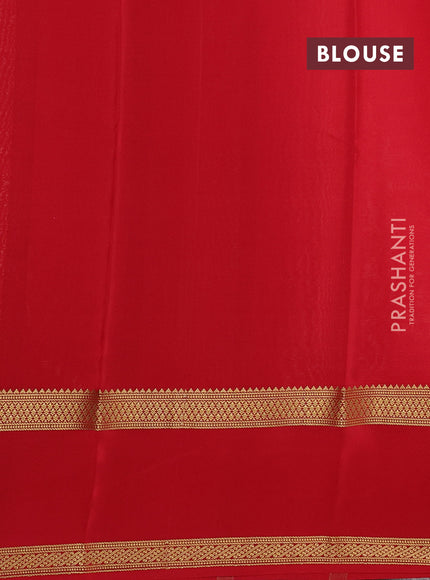 Pure mysore silk saree cream and red with allover zari woven checked pattern and rettapet zari woven border