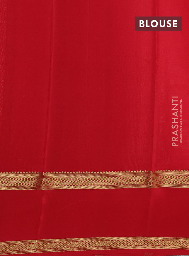 Pure mysore silk saree cream and red with allover zari woven checked pattern and rettapet zari woven border