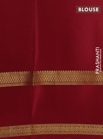 Pure mysore silk saree lime green and maroon with allover zari woven small checked pattern and rettapet zari woven border