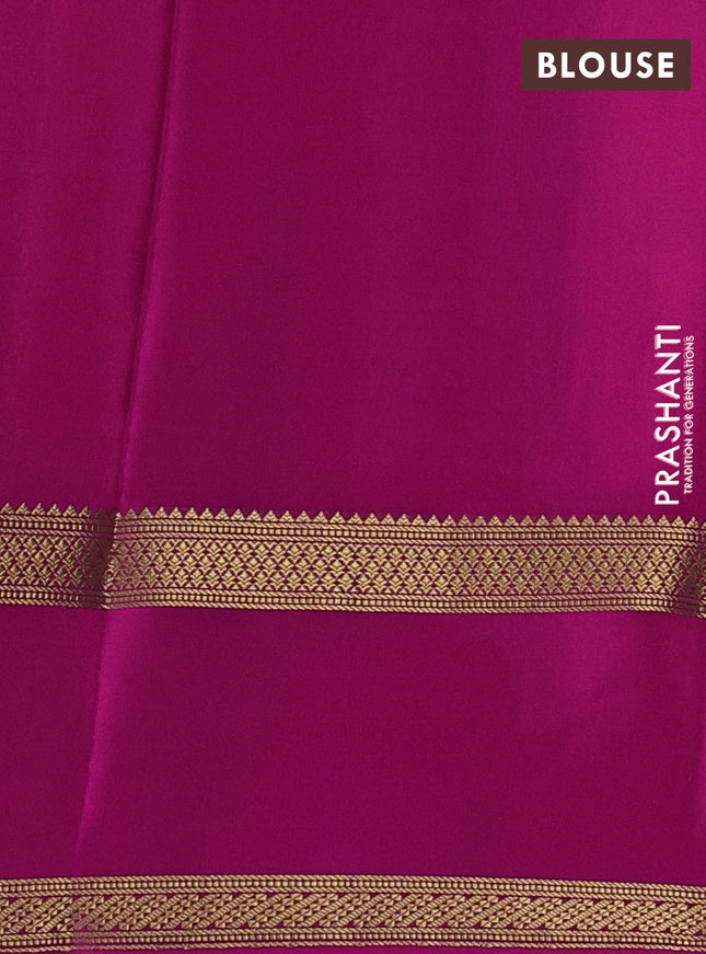 Pure mysore silk saree cream and pink with allover zari woven checked pattern and rettapet zari woven border