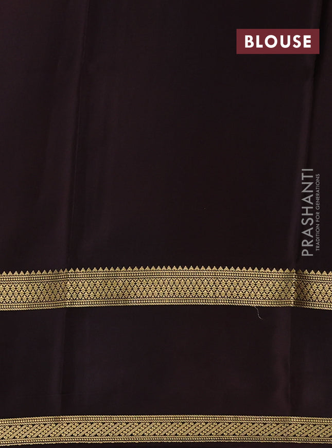 Pure mysore silk saree rust shade and coffee brown with allover zari woven checked pattern and rettapet zari woven border
