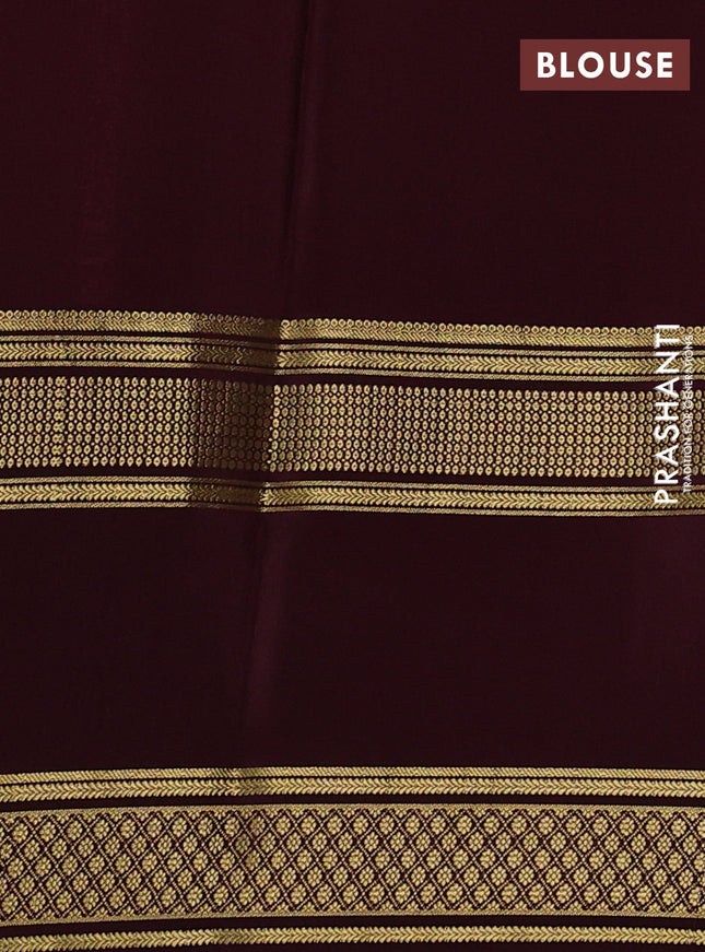 Pure mysore silk saree peach pink and deep maroon with plain body and rettapet zari woven border