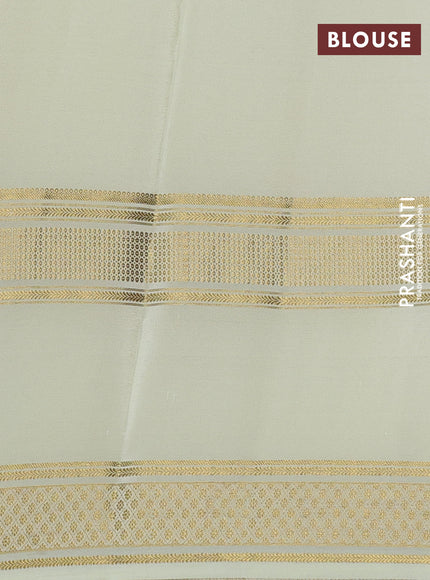 Pure mysore silk saree maroon and cream with plain body and rettapet zari woven border