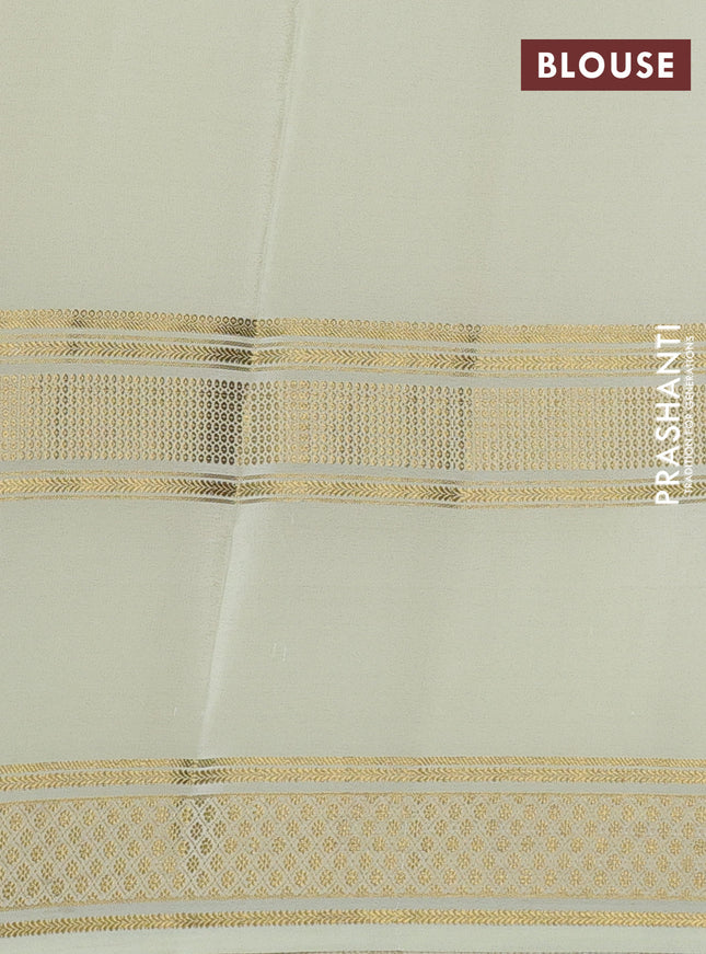 Pure mysore silk saree maroon and cream with plain body and rettapet zari woven border