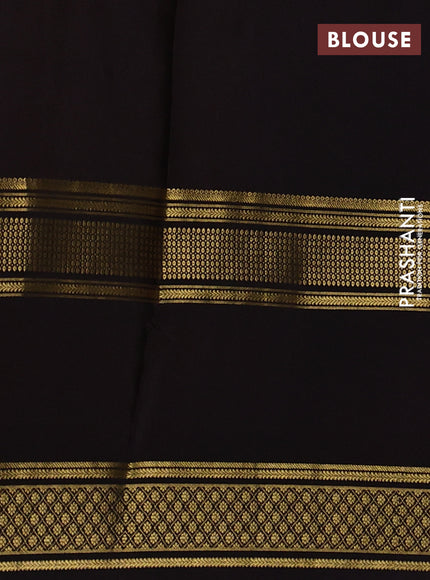 Pure mysore silk saree rust shade and coffee brown with plain body and rettapet zari woven border