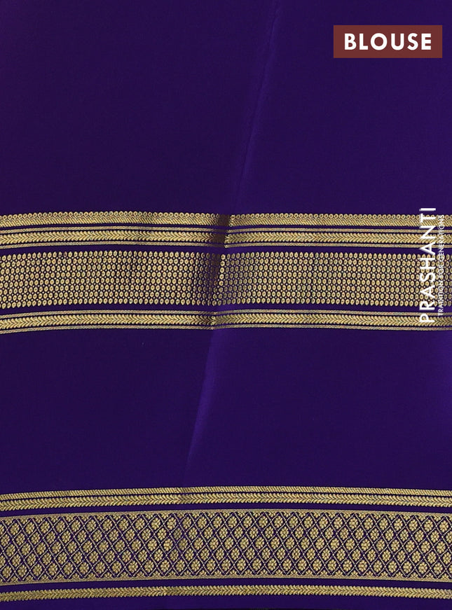 Pure mysore silk saree orange and violet with plain body and rettapet zari woven border