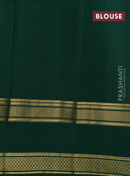 Pure mysore silk saree magenta pink and green with plain body and rettapet zari woven border