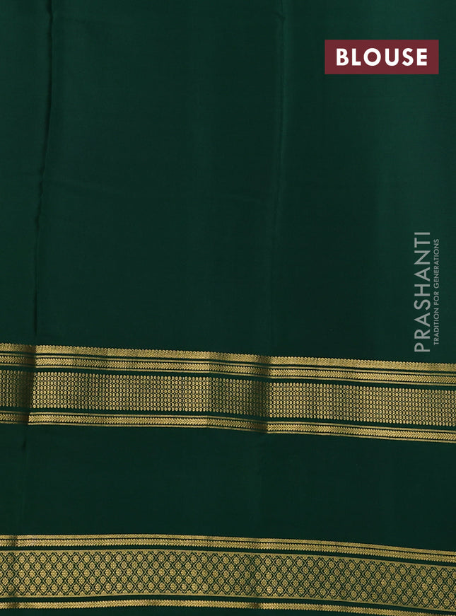 Pure mysore silk saree magenta pink and green with plain body and rettapet zari woven border