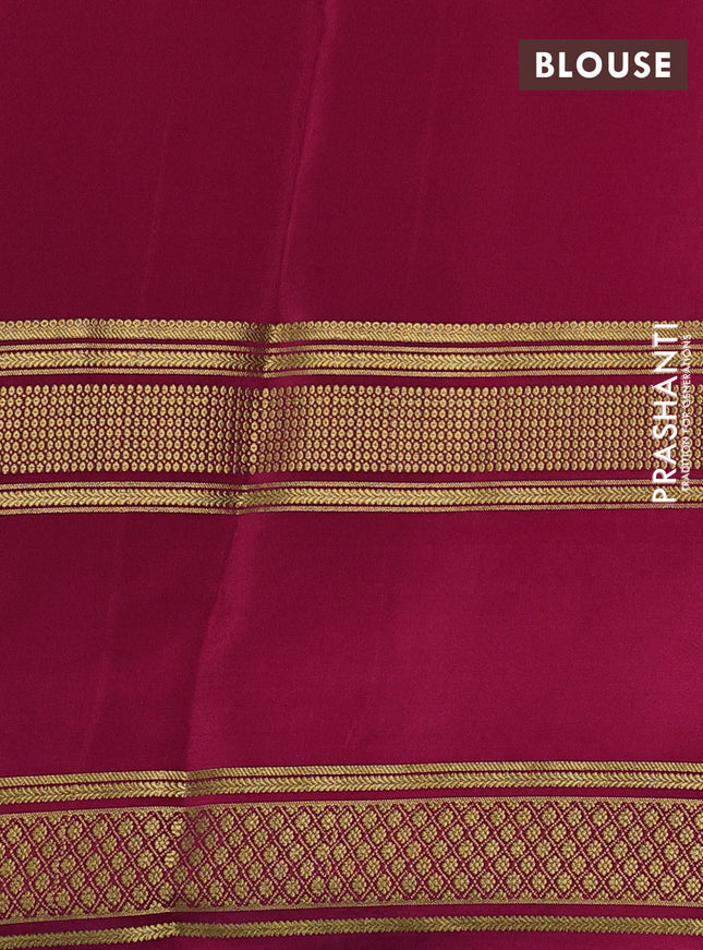 Pure mysore silk saree coffee brown and magenta pink with plain body and rettapet zari woven border