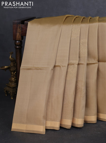 Kanchipuram soft silk saree sandal with allover zari woven buttas and zari woven border