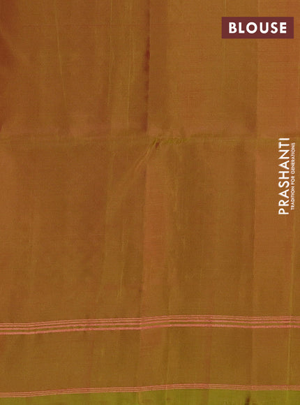 Kanchipuram soft silk saree red and dual shade of green with zari weaves & buttas and rettapet zari woven border