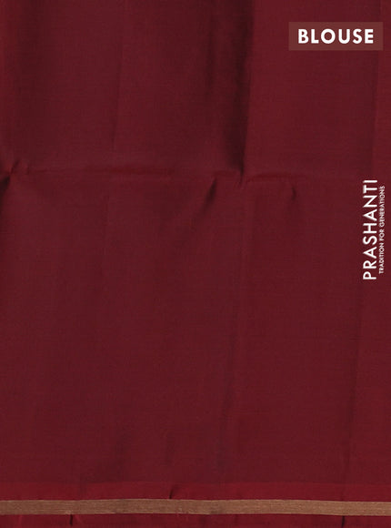 Kanchipuram soft silk saree pastel brown and maroon with zari woven buttas and zari woven border