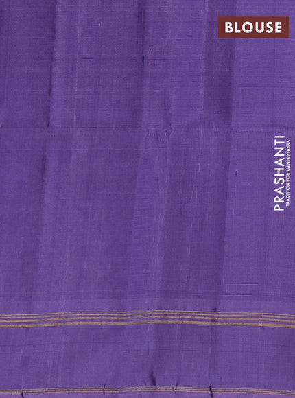 Kanchipuram soft silk saree blue and pastel lavender with zari weaves & buttas and rettapet zari woven border