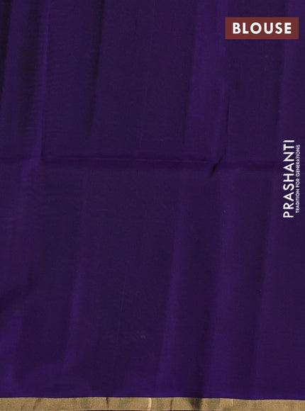 Kanchipuram soft silk saree peacock green and violet with zari woven buttas and zari woven border