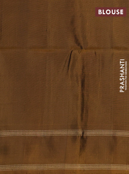 Kanchipuram soft silk saree violet and dark mustard with zari woven buttas and rettapet zari woven border