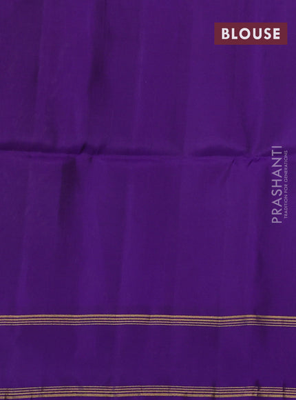 Kanchipuram soft silk saree mehendi green and violet with zari woven buttas and rettapet zari woven border