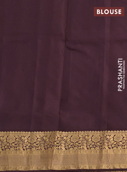 Pure soft silk saree peacock green and brown with allover zari woven buttas and zari woven floral border
