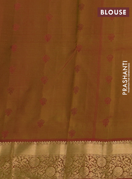 Pure soft silk saree lime yellow and dual shade of pinkish green with allover zari woven buttas and zari woven floral border