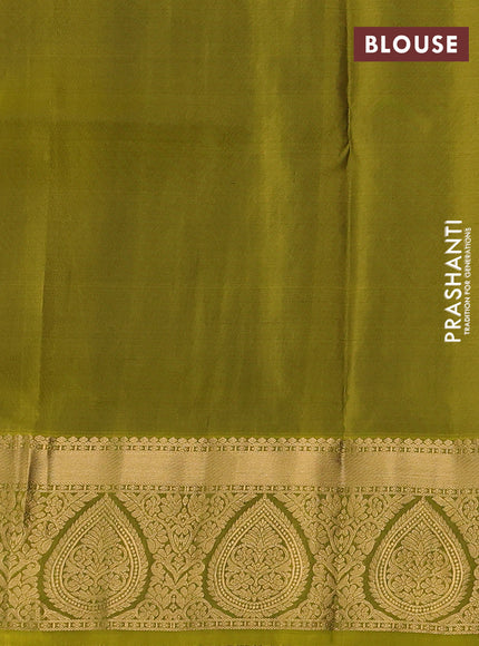 Pure soft silk saree purple and mehendi green with allover zari woven buttas and rich zari woven border